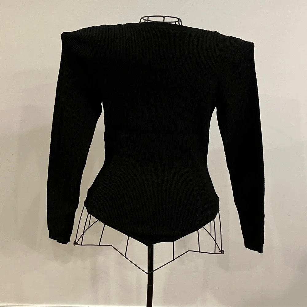 Express Black Ribbed Long Sleeve Bodysuit - Picture 9 of 10